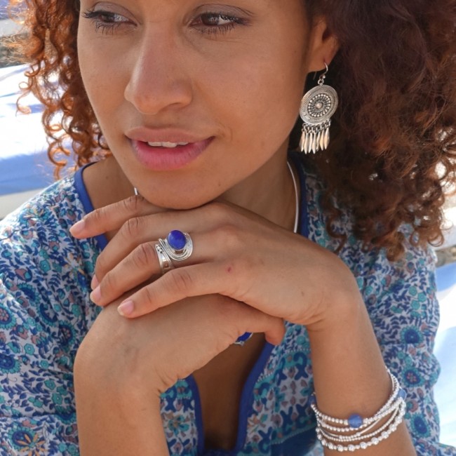 Bague argent large réglable pierre ovale - BIJOUX ARGENT - Boutique Nirvana