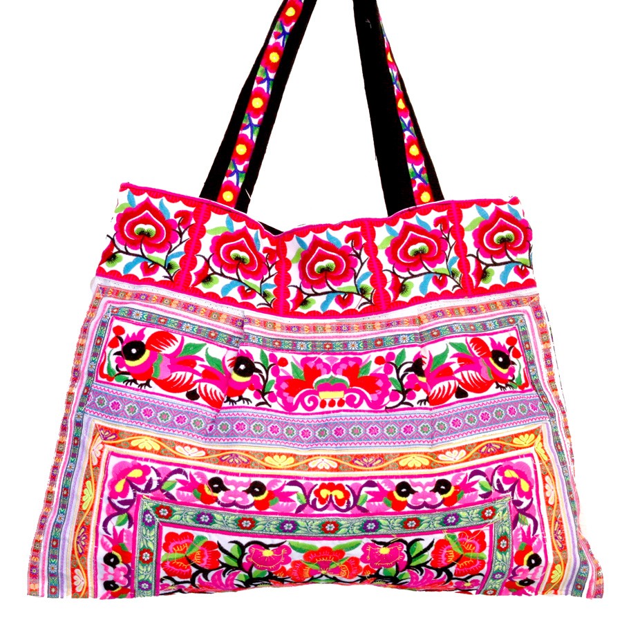 Grand sac ethnique India blanc - ACCESSOIRES -