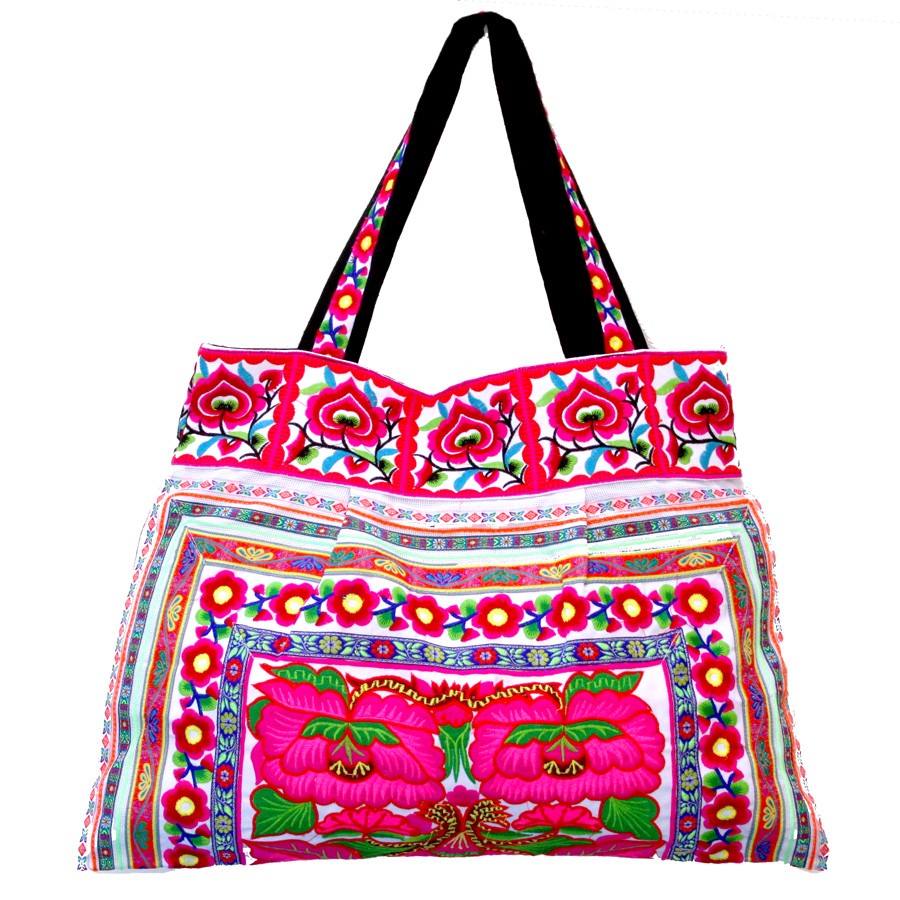 Grand sac ethnique India blanc - ACCESSOIRES -