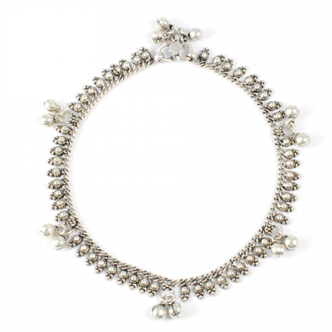 Indian Silver Ankle Chain with Bells - Silver Jewellery - Boutique Nirvana