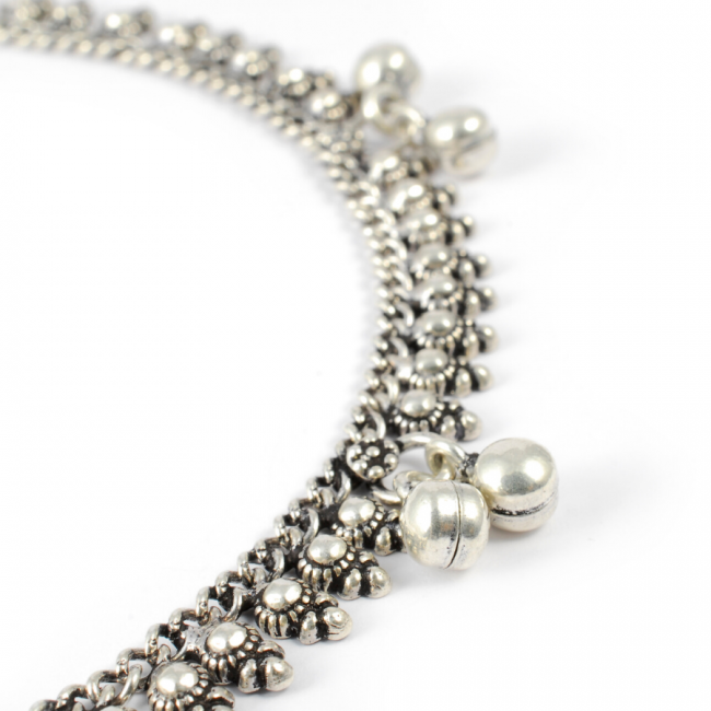 Indian Silver Ankle Chain with Bells - Silver Jewellery - Boutique Nirvana