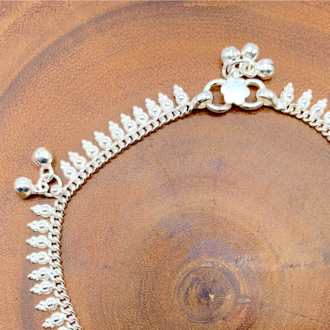 Indian Silver Ankle Chain with Bells - Silver Jewellery - Boutique Nirvana