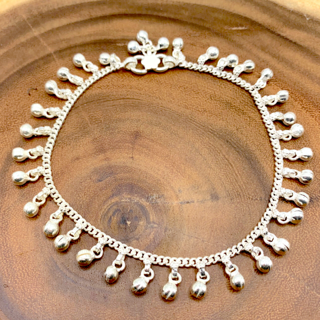 Traditional Silver Indian Anklet with Bells - Silver Jewellery - Boutique Nirvana