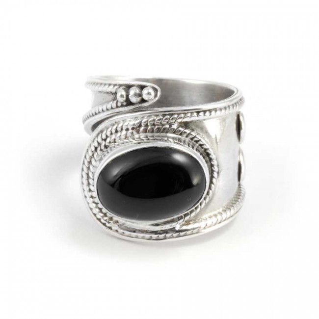 Contemporary Silver & Natural Stone Wrap Ring - Silver Jewellery - Boutique Nirvana