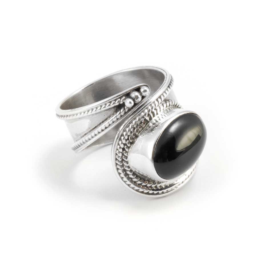 Bague argent large réglable pierre ovale - BIJOUX ARGENT - Boutique Nirvana