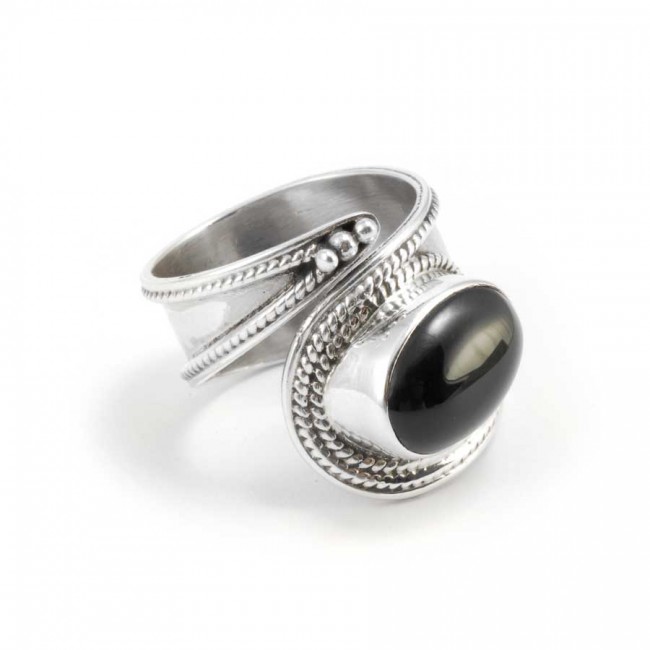 Bague argent large réglable pierre ovale - BIJOUX ARGENT - Boutique Nirvana