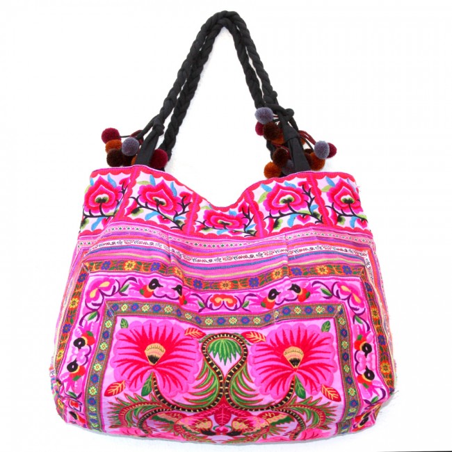 Grand sac ethnique rose Hmong - ACCESSOIRES -