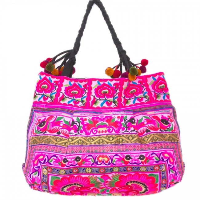 Grand sac ethnique rose Hmong - ACCESSOIRES -