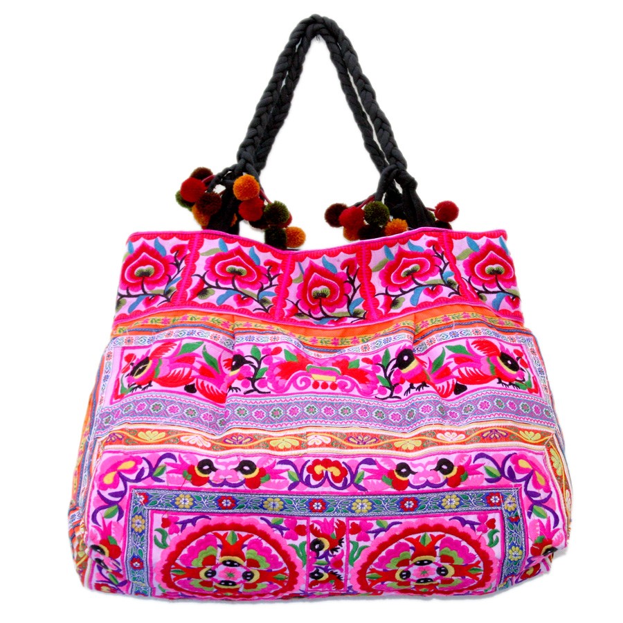 Grand sac ethnique rose Hmong - ACCESSOIRES -