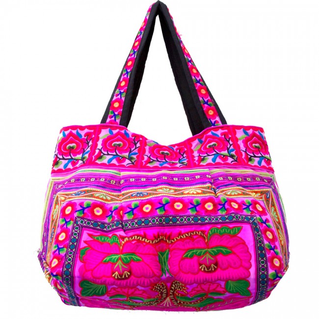 Grand sac ethnique rose Hmong - ACCESSOIRES -