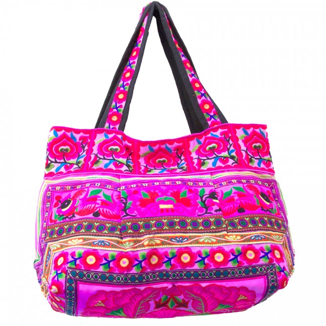 Grand sac ethnique rose Hmong - ACCESSOIRES -