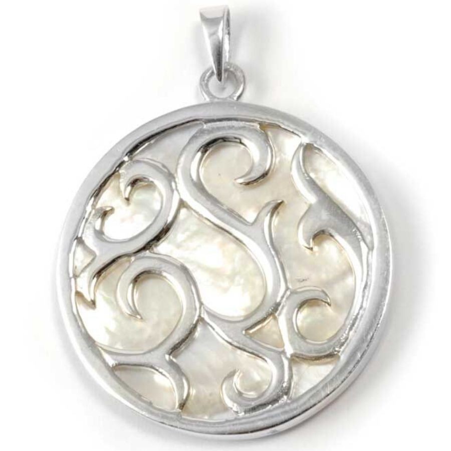Pendentif rond en argent ouvragé avec Pierre - BIJOUX ARGENT - Boutique Nirvana