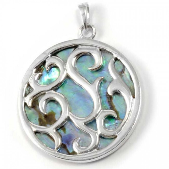 Pendentif rond en argent ouvragé avec Pierre - BIJOUX ARGENT - Boutique Nirvana