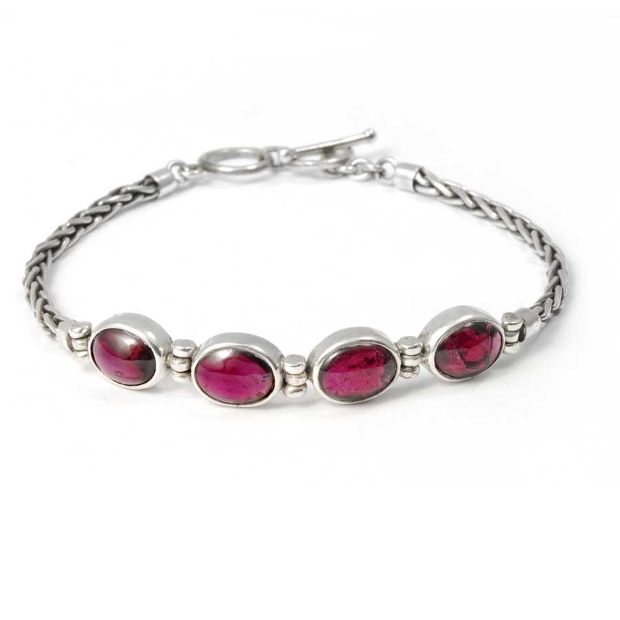 Braided Silver & Natural Stone Chain Bracelet - Silver Jewellery - Boutique Nirvana
