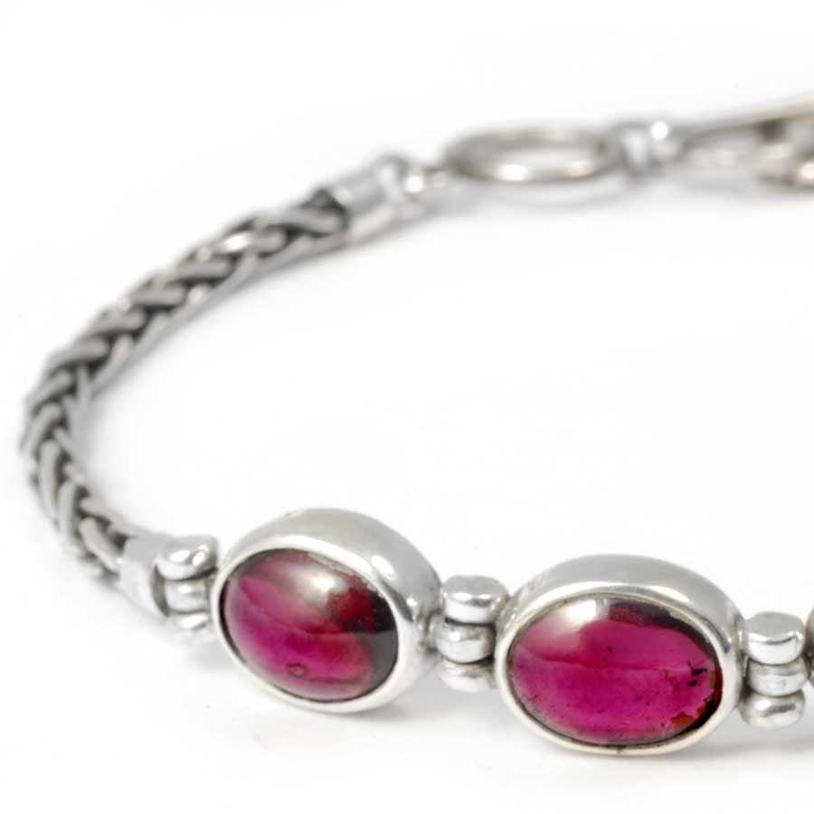Braided Silver & Natural Stone Chain Bracelet - Silver Jewellery - Boutique Nirvana