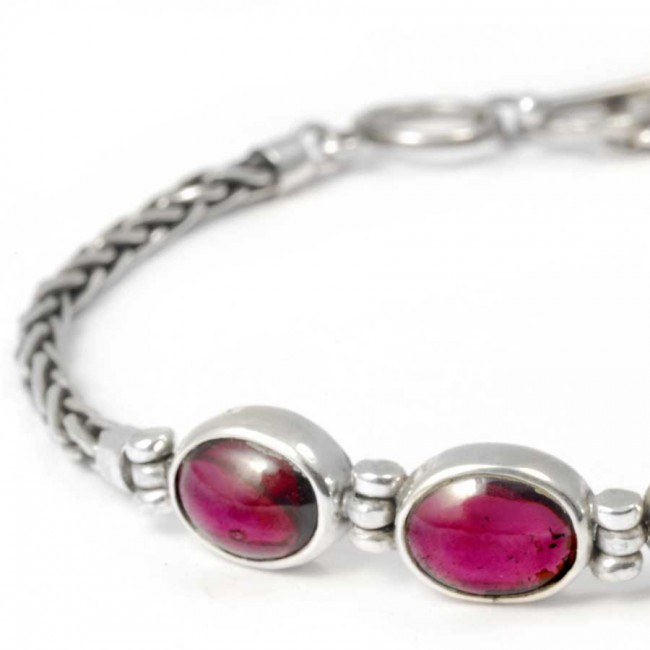 Braided Silver & Natural Stone Chain Bracelet - Silver Jewellery - Boutique Nirvana