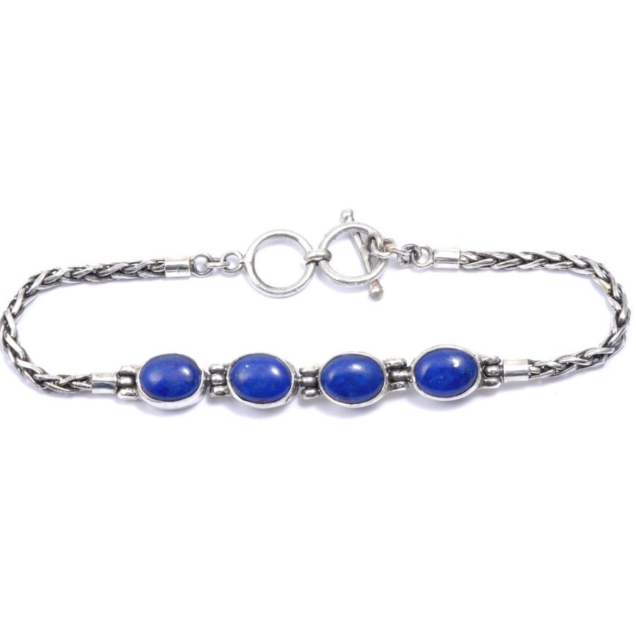 Braided Silver & Natural Stone Chain Bracelet - Silver Jewellery - Boutique Nirvana