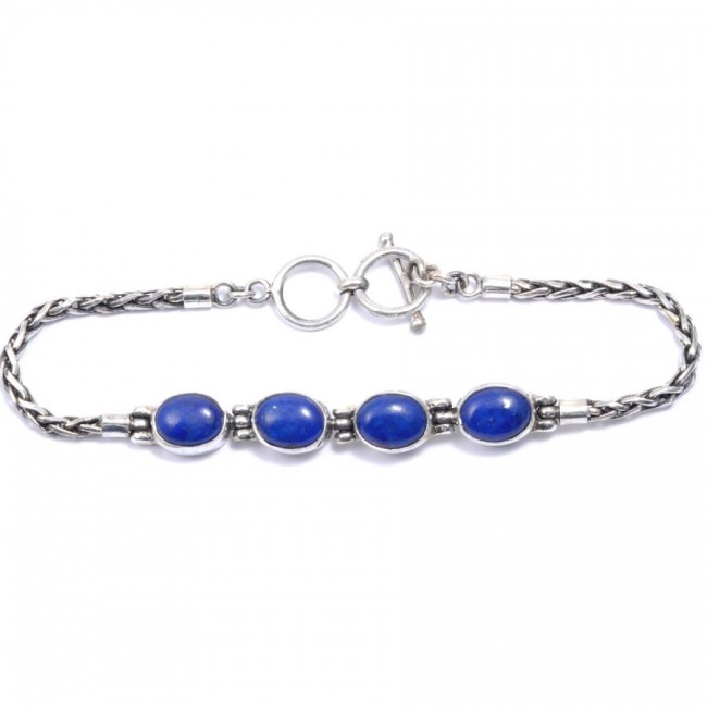 Braided Silver & Natural Stone Chain Bracelet - Silver Jewellery - Boutique Nirvana