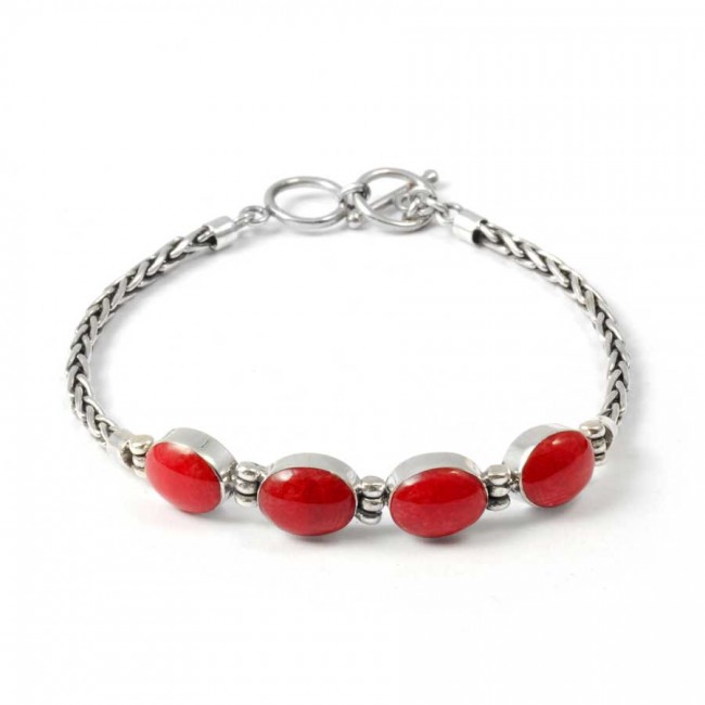 Braided Silver & Natural Stone Chain Bracelet - Silver Jewellery - Boutique Nirvana