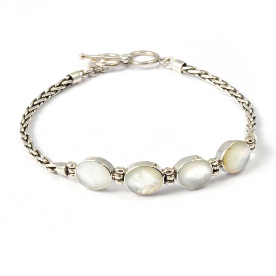 Braided Silver & Natural Stone Chain Bracelet - Silver Jewellery - Boutique Nirvana