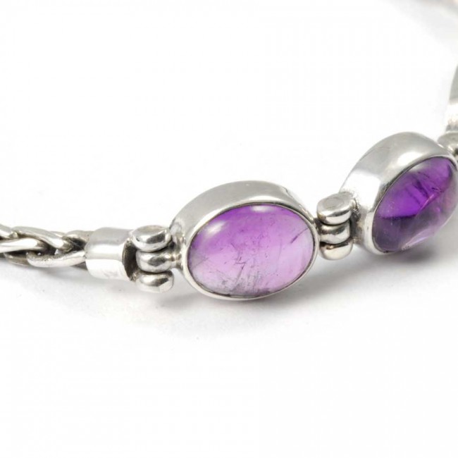 Braided Silver & Natural Stone Chain Bracelet - Silver Jewellery - Boutique Nirvana