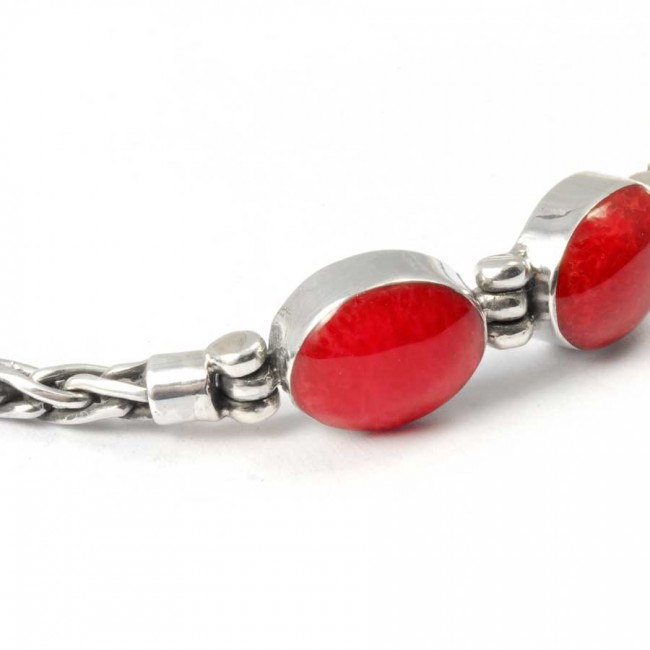 Braided Silver & Natural Stone Chain Bracelet - Silver Jewellery - Boutique Nirvana