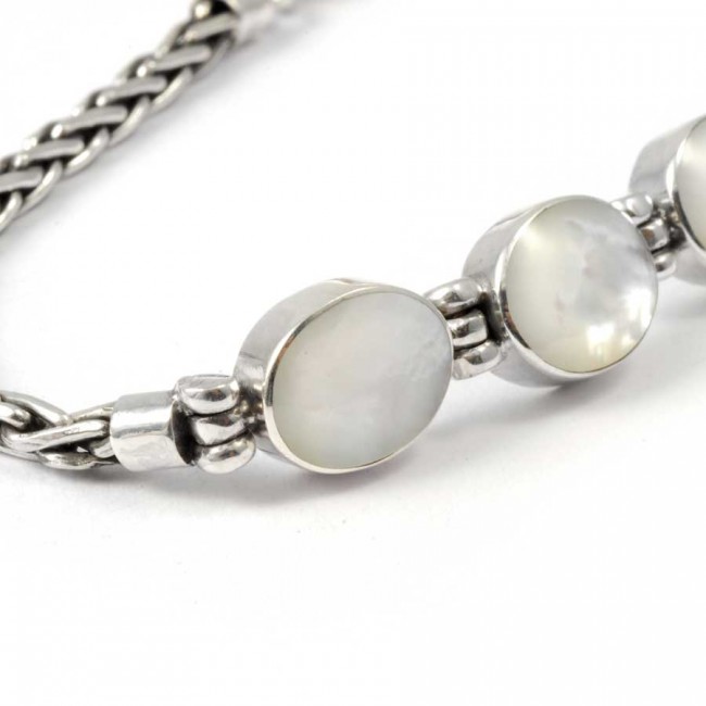 Braided Silver & Natural Stone Chain Bracelet - Silver Jewellery - Boutique Nirvana
