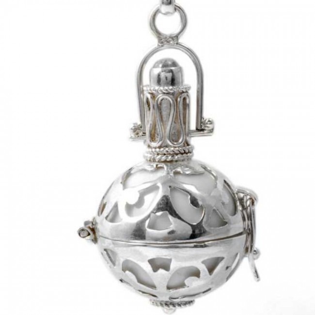 Silver Bola Cage with Coloured Ball - Silver Jewellery - Boutique Nirvana
