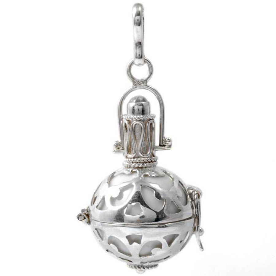 Silver Bola Cage with Coloured Ball - Silver Jewellery - Boutique Nirvana