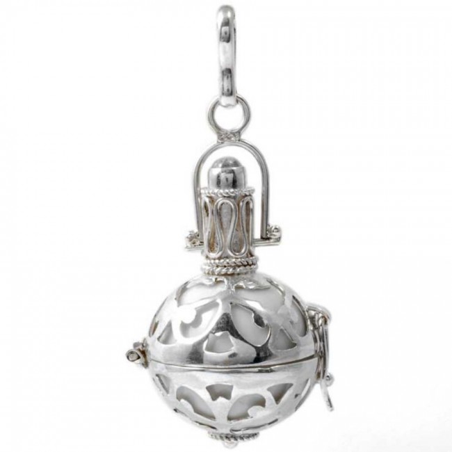 Silver Bola Cage with Coloured Ball - Silver Jewellery - Boutique Nirvana