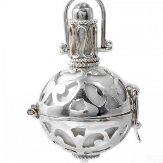 Silver Bola Cage with Coloured Ball - Silver Jewellery - Boutique Nirvana
