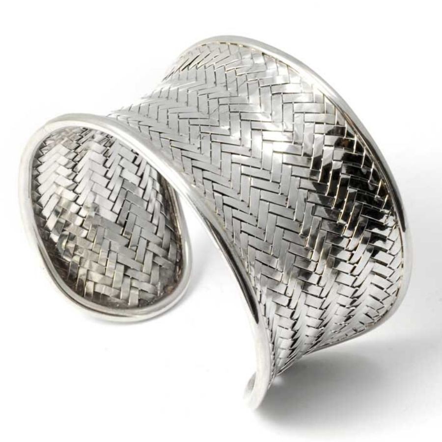 Bohemian Woven Silver Cuff Bracelet - 0 - Boutique Nirvana