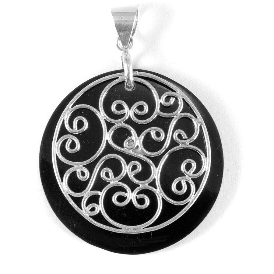 Pendentif pierre et volutes argent - Silver Jewellery - Boutique Nirvana