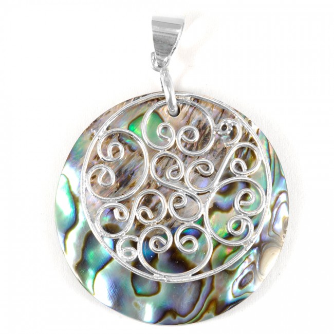 Pendentif pierre et volutes argent - Silver Jewellery - Boutique Nirvana