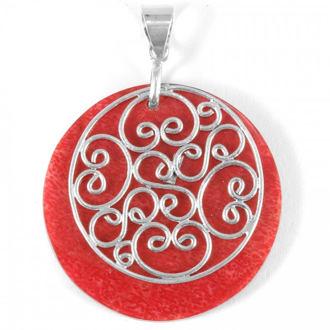 Pendentif pierre et volutes argent - Silver Jewellery - Boutique Nirvana