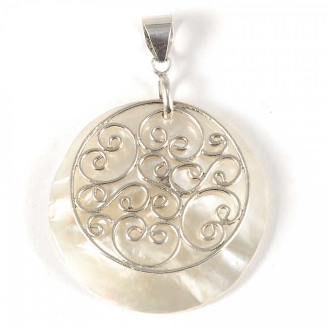 Pendentif pierre et volutes argent - BIJOUX ARGENT - Boutique Nirvana