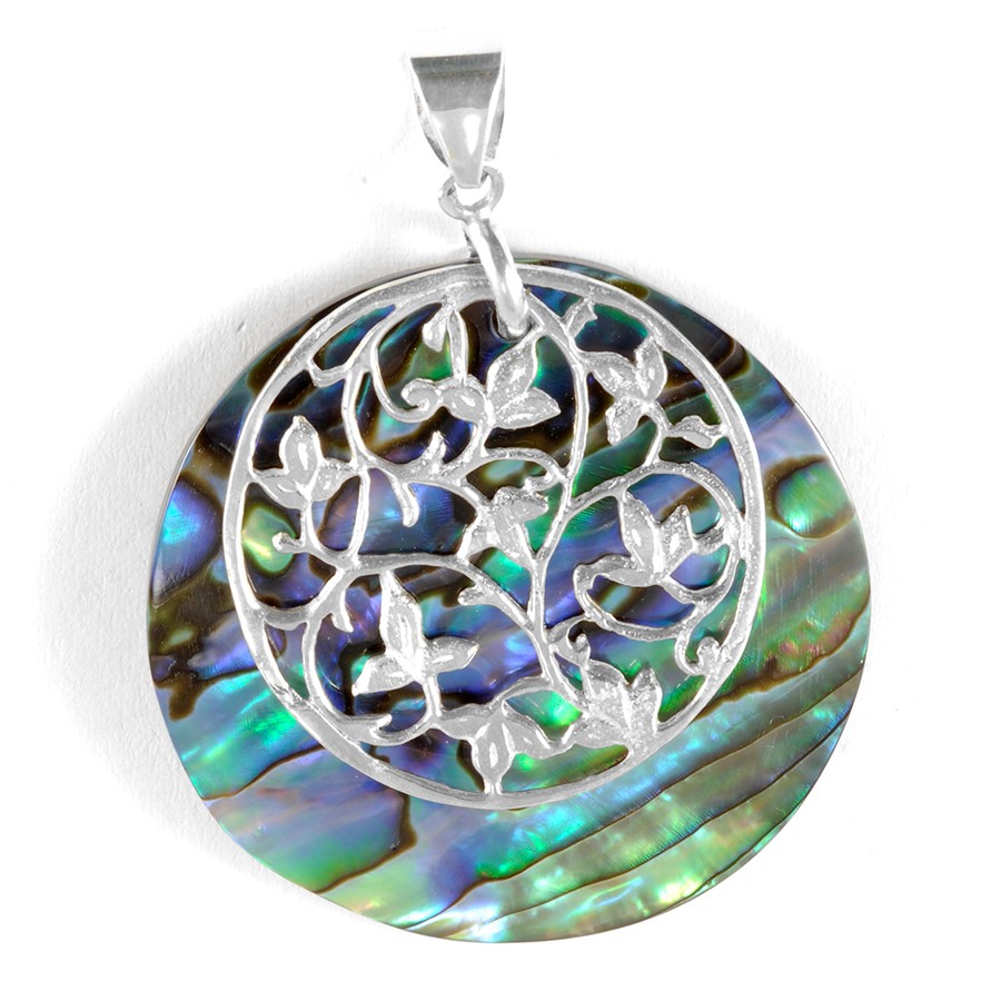 Pendentif pierre et feuillages argent - Silver Jewellery - Boutique Nirvana