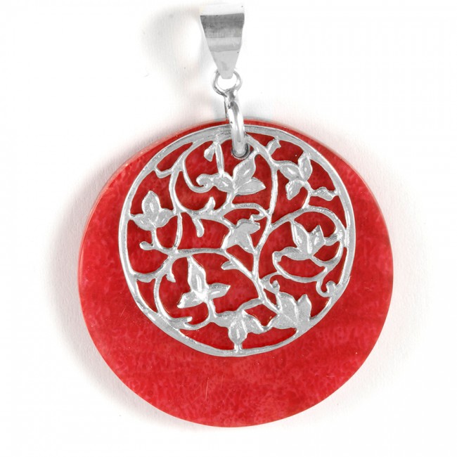 Pendentif pierre et feuillages argent - Silver Jewellery - Boutique Nirvana
