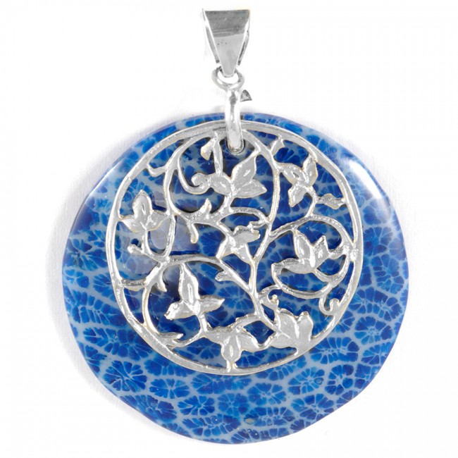 Pendentif pierre et feuillages argent - Silver Jewellery - Boutique Nirvana