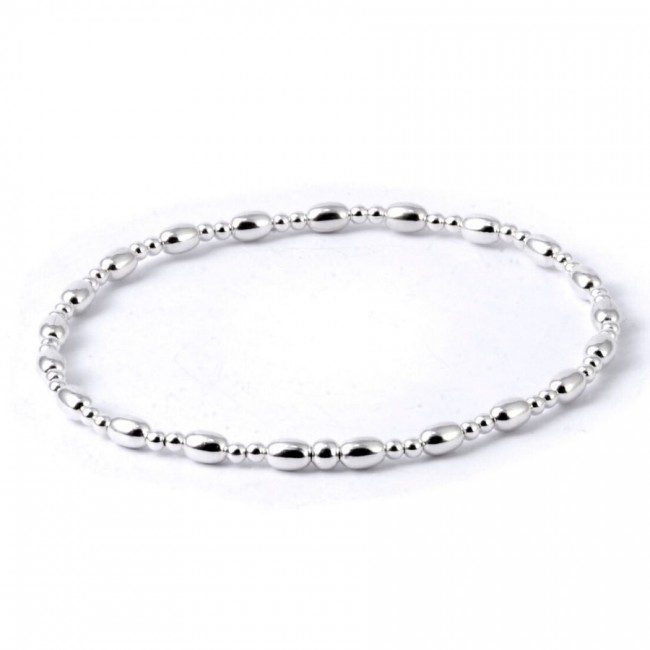 Bracelet argent ajustable perles ovales et rondes - Accueil - Boutique Nirvana