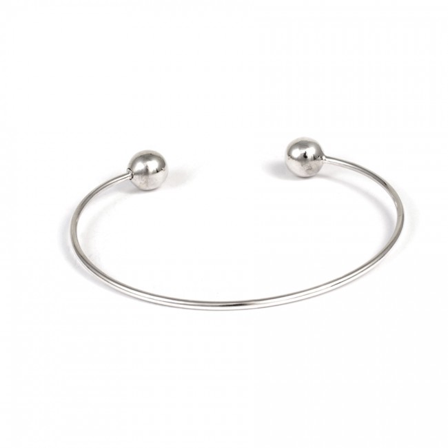 Jonc argent ouvert avec 2 billes - Accueil - Boutique Nirvana