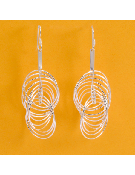 Boucles longues multi cercles en argent - Silver Jewellery -