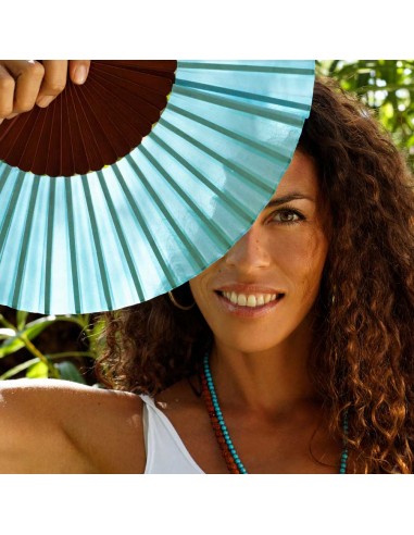 Eventail en soie turquoise - Accueil -
