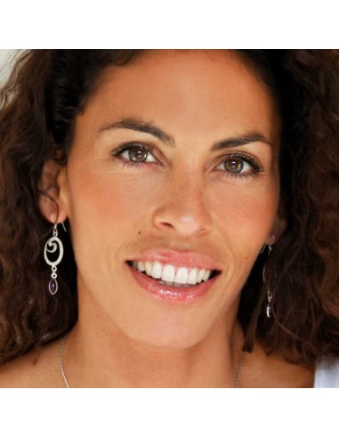 Silver and Stone Spiral Earrings - Silver Jewellery - Boutique Nirvana