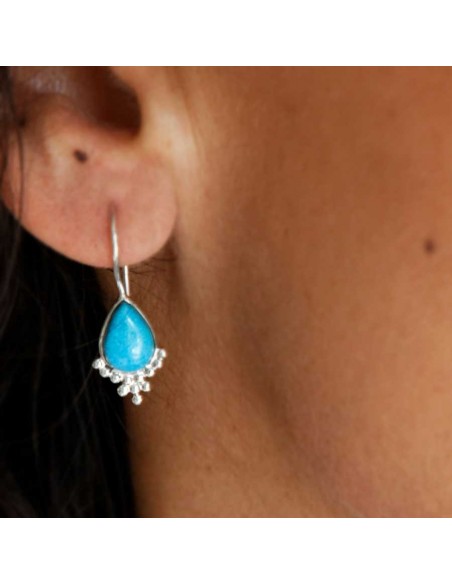 Boucles d'oreilles argent dormeuses avec pierre - BIJOUX ARGENT - Boutique Nirvana