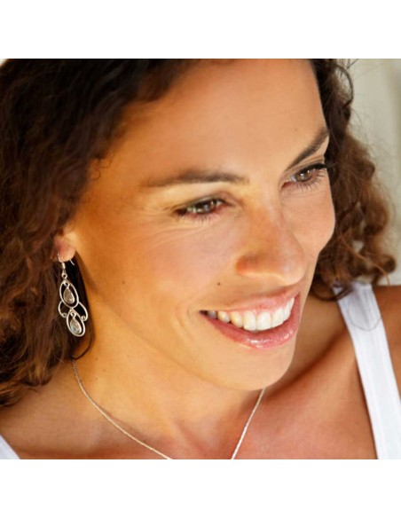 Boucles d'oreilles pendante en argent avec 2 pierres - BIJOUX ARGENT - Boutique Nirvana