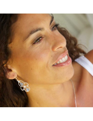 Boucles d'oreilles pendante en argent avec 2 pierres - BIJOUX ARGENT - Boutique Nirvana