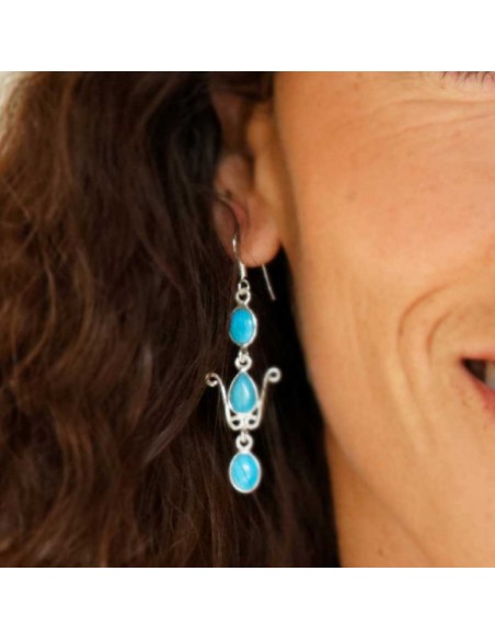 Elegant Three-Stone Drop Earrings - Silver Jewellery - Boutique Nirvana