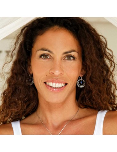 Circular Embellished Silver and Stone Earrings - Silver Jewellery - Boutique Nirvana