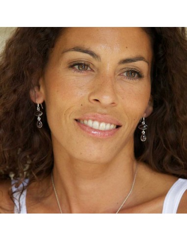 Boucles d'oreilles en argent avec deux pierres - BIJOUX ARGENT - Boutique Nirvana